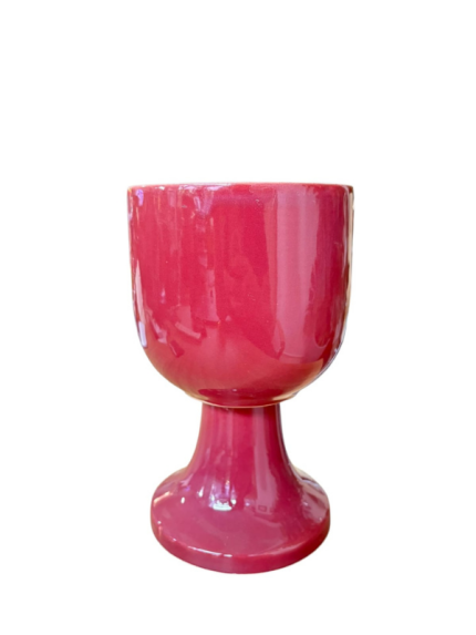 SERAMİK AYAKLI KADEH SAKSI KIRMIZI