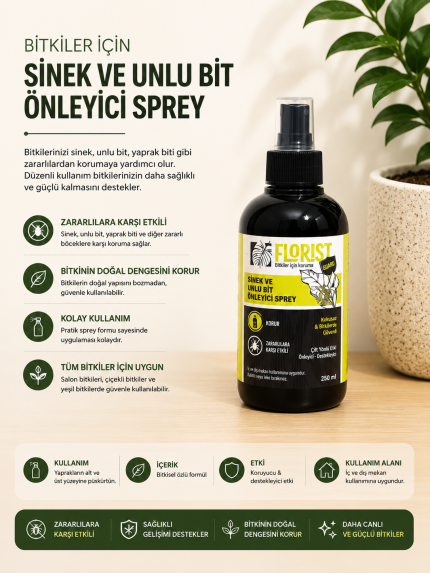 Florist bitkiler için sinek ve unlu bit önleyici sprey