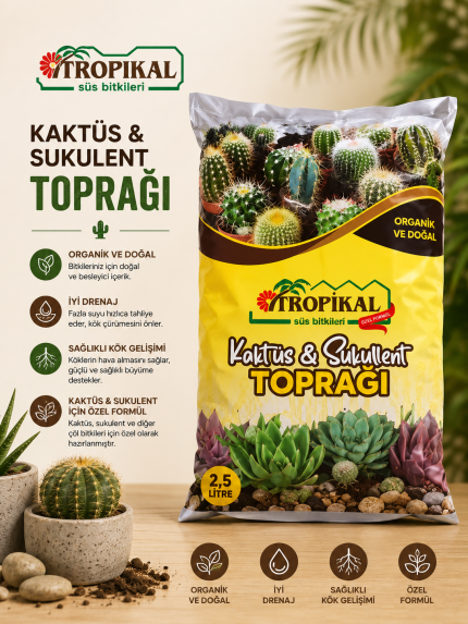 Tropikal kaktüs-sukulent toprağı (2.5 litre)
