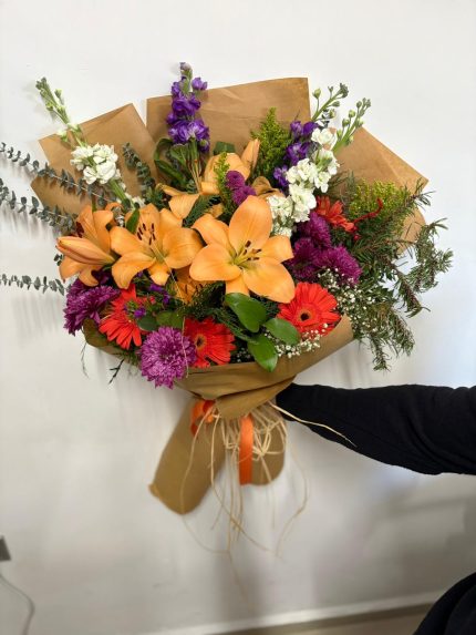karışık lilyumlu mevsim buketi