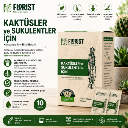 Florist kaktüs ve sukulent için konsantre sıvı bitki besini 200 ml