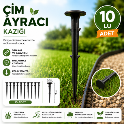 10'lu Çim Ayracı Sabitleme Kazığı – 15 cm