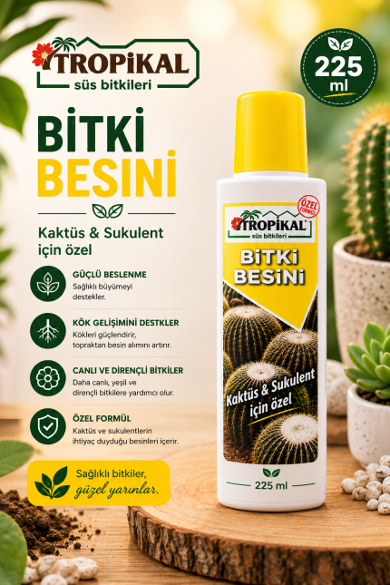 Tropikal Kaktüs-Sukulent Bitki Besini (225 ml)