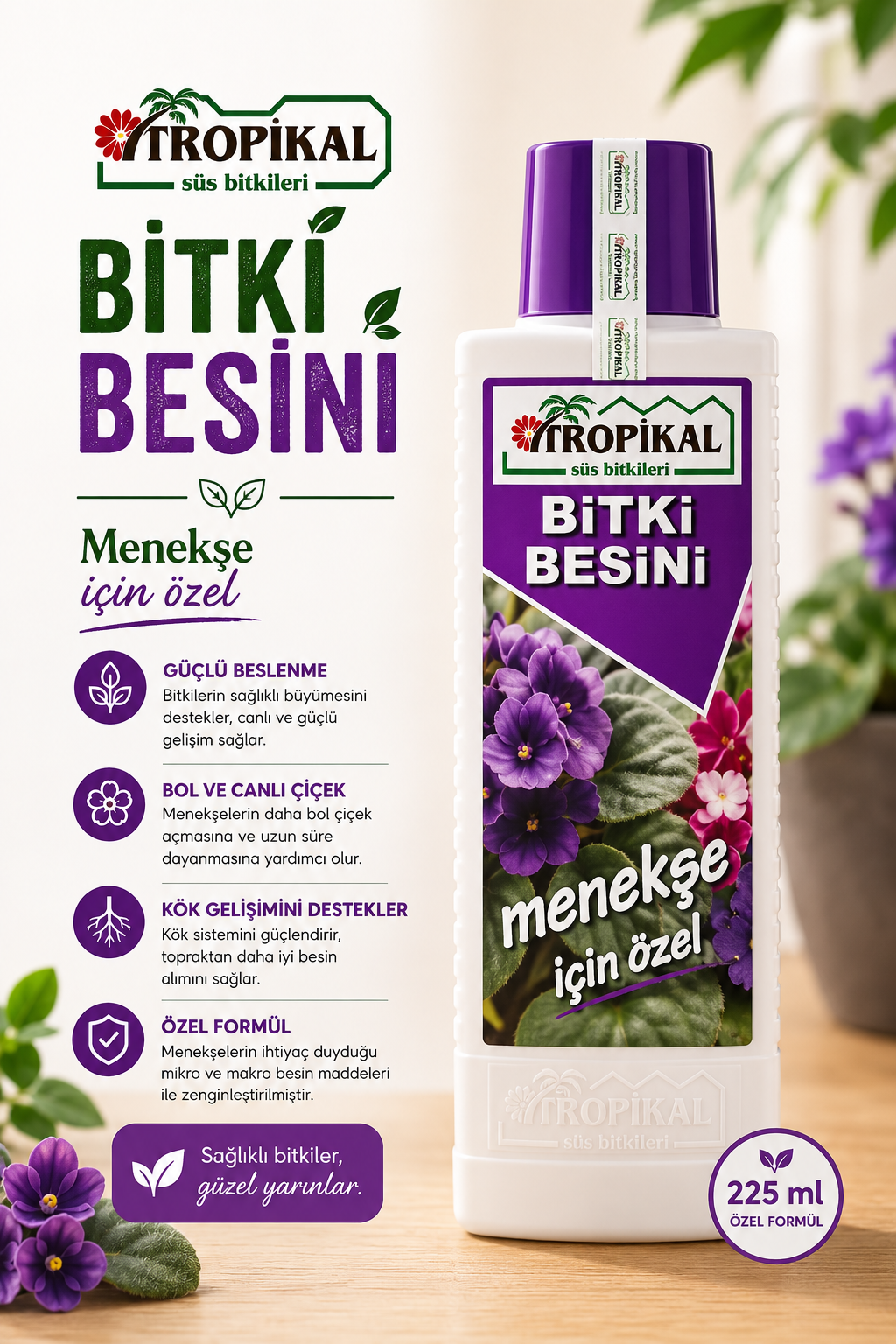 ChatGPT Image 2 Tem 2026 23_49_36 Tropikal Menekşe Bitki Besini (225 ml) - Görsel 1