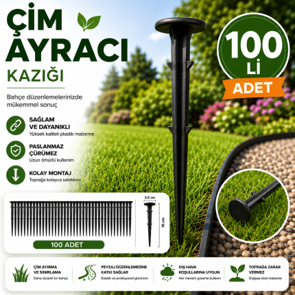 100'lü Çim Ayracı Sabitleme Kazığı – 15 cm