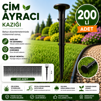 200'lü Çim Ayracı Sabitleme Kazığı – 15 cm