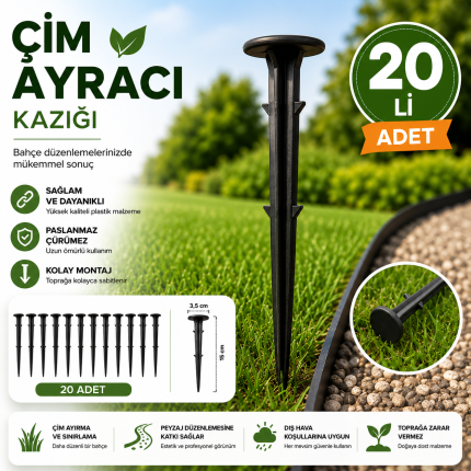 20'li Çim Ayracı Sabitleme Kazığı – 15 cm