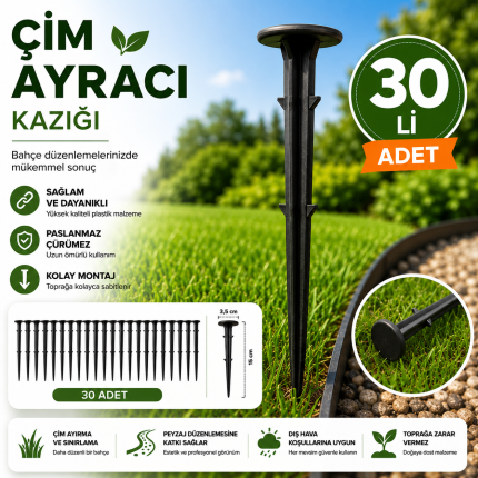30'lu Çim Ayracı Sabitleme Kazığı – 15 cm