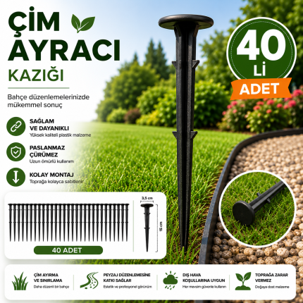 40'lı Çim Ayracı Sabitleme Kazığı – 15 cm