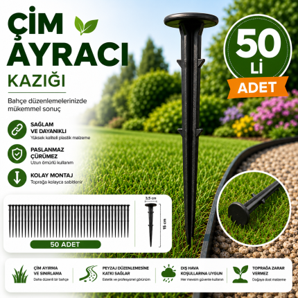 50'li Çim Ayracı Sabitleme Kazığı – 15 cm